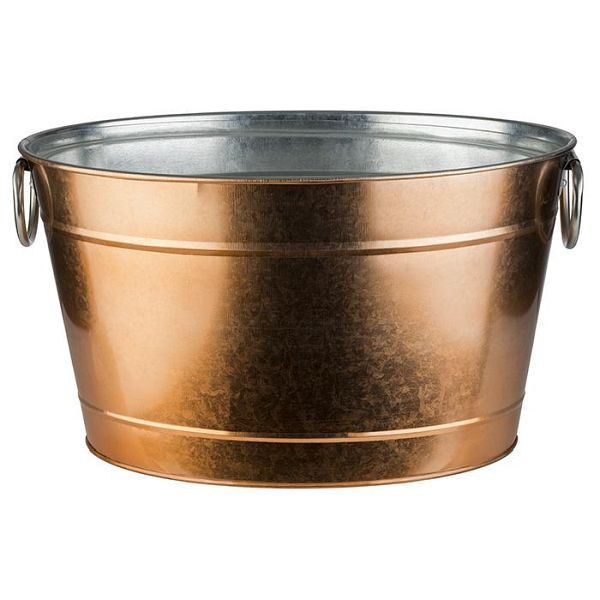 Bac à boissons APS -TIN-, 40 x 28 cm, hauteur : 22 cm, métal, galvanisé, PVC, aspect cuivre à l'extérieur, avec insert en plastique, 11 litres, 36100