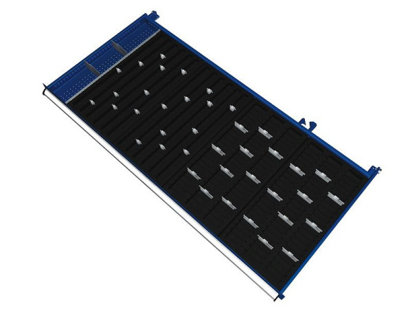 Kit de matériel de séparation KLW pour hauteurs de compartiment de tiroir 150 et 175 mm dans armoire SMB, taille d'armoire 1439 x 750 mm L x P, SMB-B06-118