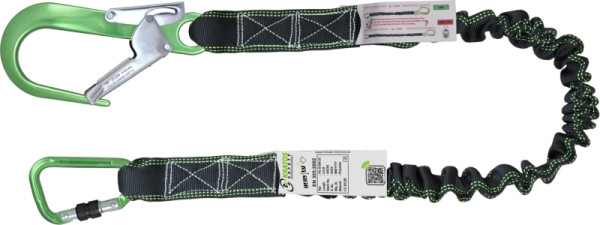 Longe Kratos en sangle élastique avec absorbeur d'énergie 2 m avec mousquetons en aluminium vert, FA3090020
