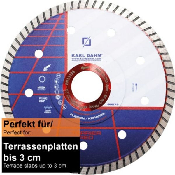 Karl Dahm disque à tronçonner Diamant Terrier Rouge Ø 180 mm, pour dalles de terrasse jusqu'à 3 cm, 50268