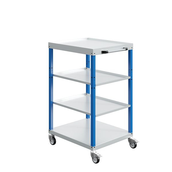 Chariot de transport SOFAME CAR, 4 étagères, L700 x P 815 x H 1275 mm, bleu ciel RAL 5015, W020060015BIGC