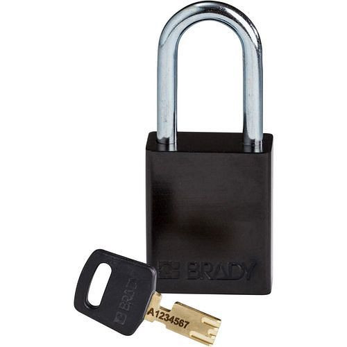 Cadenas Brady SafeKey, aluminium, anse transparente hauteur 38,10 mm, orange, 312025