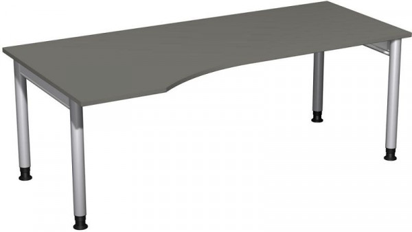 Bureau PC geramöbel gauche, réglable en hauteur, 2000x1000x680-820, graphite/argent, N-657314-GS