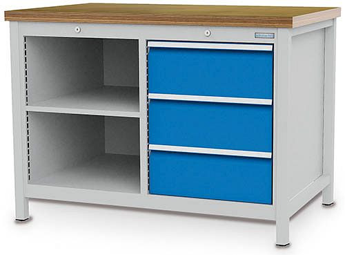 Établi à caisson Bedrunka+Hirth série 1200 R18-24, 3 x 200 mm, tiroir à extension complète, 1200 x 750 x 859 mm, 03.12.13V