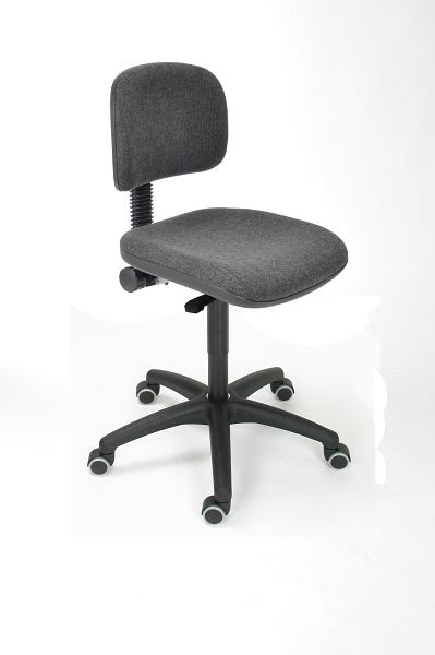 Chaise de travail Lotz, rembourrage assise et dossier anthracite, piètement en plastique noir, roulettes doubles pour sols durs, hauteur d'assise 480-670 mm, 6162.13