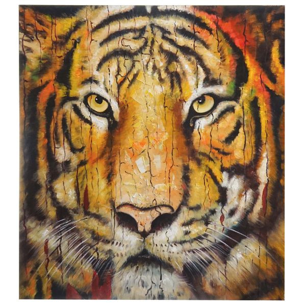 Mendler peinture à l'huile tigre, peinture murale 100% peinte à la main XL, 100x90cm, 44748