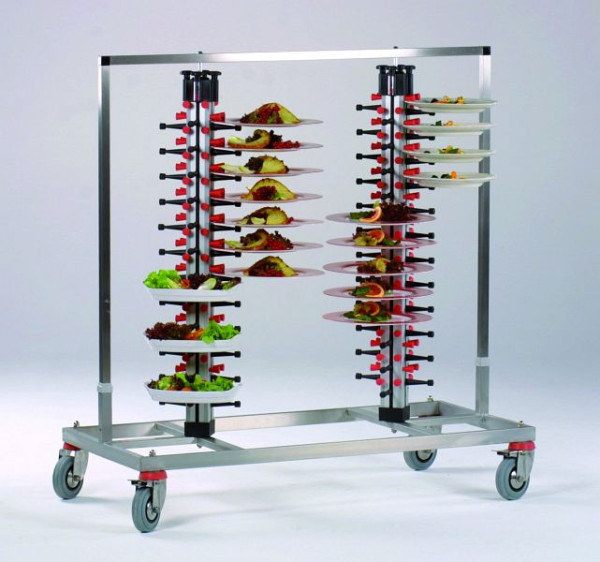 Chariot à assiettes mobile ADE PM96DUO, avec 2 colonnes de 48 assiettes chacune pour un total de 96 assiettes avec cadre rigide, 4628