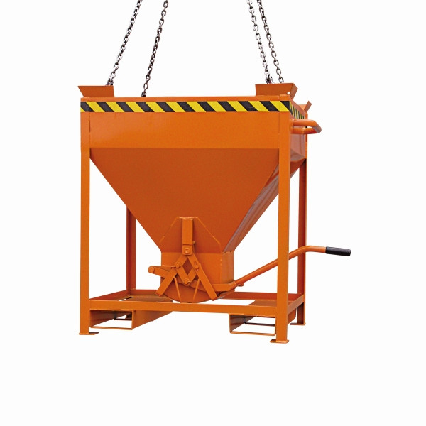 Conteneur silo industriel Eichinger, poches d'accès et œillets de grue, sortie centrale pouvant être actionnée à l'aide d'un levier, 600 litres orange pur, 20520900000000