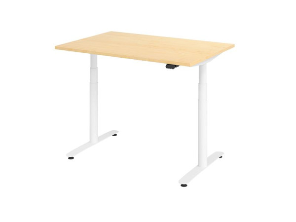 Hammerbacher bureau assis-debout électrique 120x80cm érable/blanc, VXDLR12/3/W