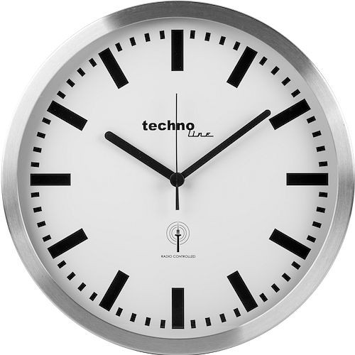 Horloge murale radiocommandée Technoline en métal, dimensions : Ø 30 cm, WT 8610