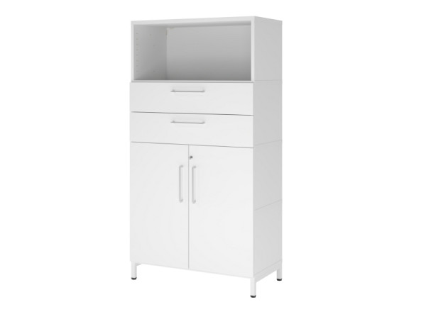 Armoire combinée Hammerbacher, 4 OH, base, blanc/blanc, VFW48K2KU/W/W/BS