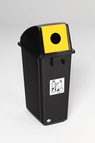 Collecteur de déchets recyclables VAR KS 58 litres, noir / trappe d'insertion jaune, 3546