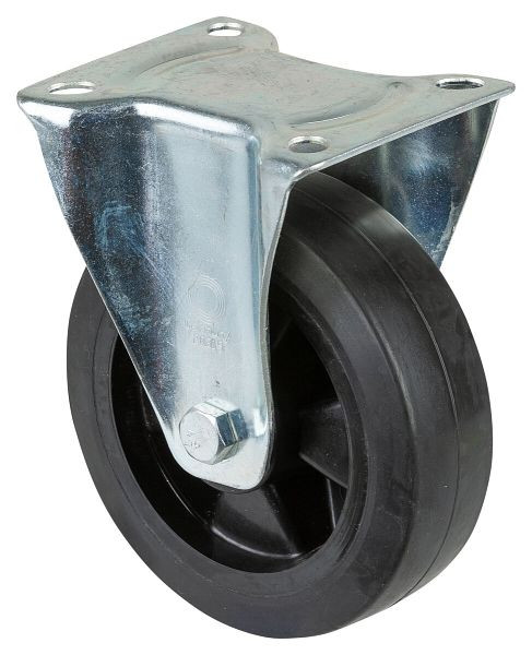 Rouleau de transport BS rollers, rouleau fixe, largeur de roue 50 mm, roue Ø 160 mm, capacité de charge 250 kg, pneus élastiques noirs, plastique, roulement à rouleaux, L410.B60.160