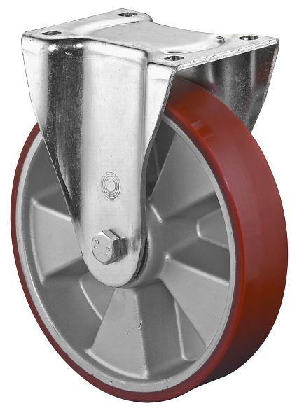Roulette robuste BS Wheels, roulette fixe, largeur de roue 50 mm, Ø roue 200 mm, 800 kg, polyuréthane coulé 95 Shore A, aluminium, roulement à billes, L610.B90.200