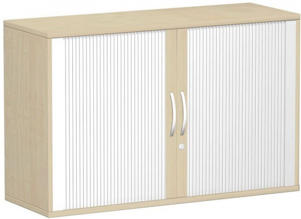 geramöbel panneau supérieur d'armoire à volets roulants 25 mm, avec pieds, verrouillable, 1200x425x798, argent/érable, S-312210-SA