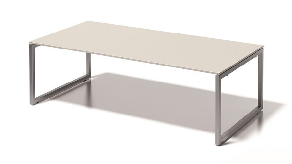 Bisley Poste de travail / table de conférence Cito, cadre en O réglable en hauteur de 730 mm, hauteur de 19 x 2400 x 1 200 mm, gris-blanc / argent, DOF2412GW355