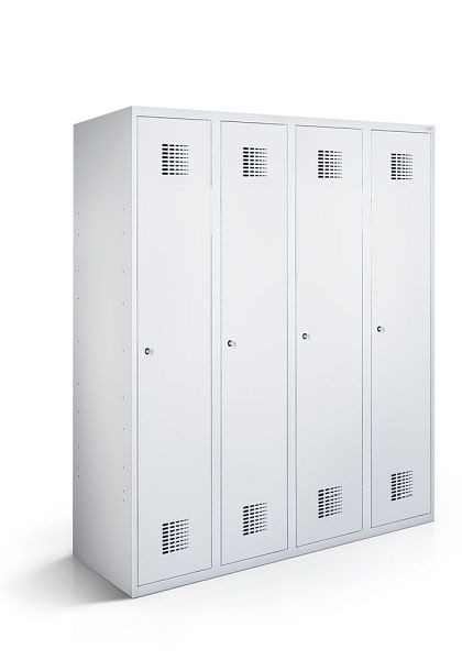 Vestiaire KEMMLIT 4 compartiments 40cm avec fond fermé, gris clair 7035, loquet rotatif, 100100