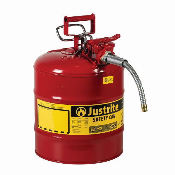 Conteneurs de sécurité Justrite AccuFlow Type II 1002, 30,5 cm x 30,5 cm, 4826 cm, rouge, Type II - tuyau 16⌀ x 229 mm, JCN7250120