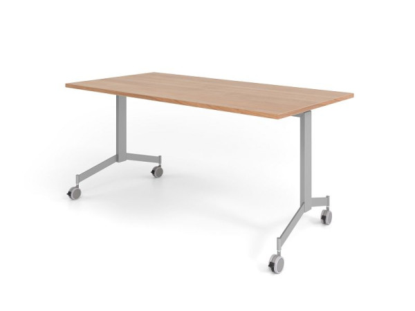 Table pliante mobile Hammerbacher 160x80cm, noyer, plateau inclinable à 90°, VKF16/N/S