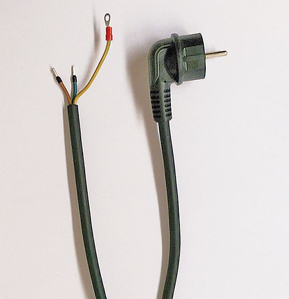 Câble de raccordement Schultze 3x1,5 pour RiR H07RN-F3G 1,5 mm, longueur 3 m, avec fiche coudée, assemblé, KA3M3X15