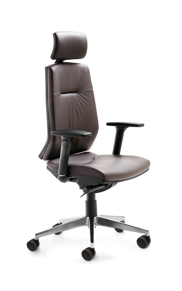 Chaise pivotante Mayer Sitzmöbel , dossier réglable en hauteur sur 7 positions, appui-tête réglable, roulettes pour sols durs, siège à disque intervertébral, marron, 2480_BS_ROG_81005