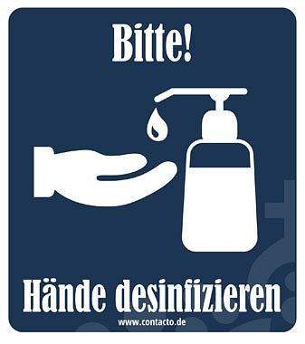 Panneau contacto ''Désinfecter les mains'', autocollant, 12 cm, 7592/120