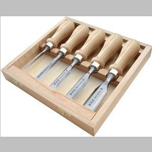 Ciseau court MHG - CISEAU À BOUTONS-5 pièces dans une poignée en bois de frêne huilé sans pince, contenu: 6,12,16,20,26 mm, taille: 5 pièces, KB80003.05