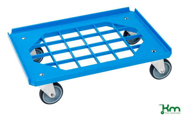 Chariot Kongamek 625 x 425 x 170 mm, bleu, 4 roulettes, KM685