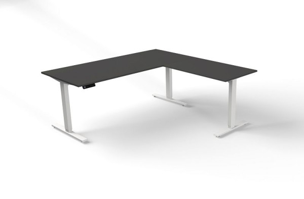 Table assis/debout Kerkmann L 1800 x P 800 mm avec élément complémentaire, réglable en hauteur électriquement de 720 à 1200 mm, Move 3, couleur : anthracite, 10382213