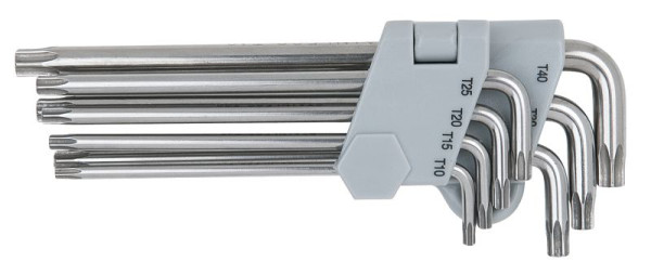 KS Tools Clé Torx en L en acier inoxydable avec alésage, longue, 7 pièces, 964.0615