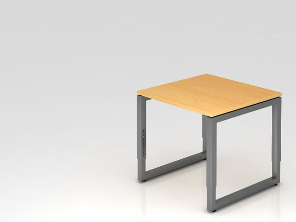 Bureau Hammerbacher O-foot carré 80x80cm hêtre/graphite, forme rectangulaire avec plateau flottant, VRS08/6/G