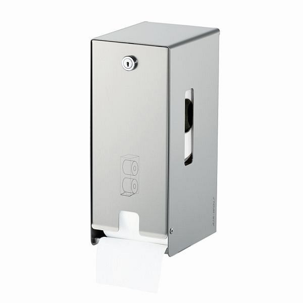 Distributeur de papier toilette Air Wolf, série Omicron II, H x L x P : 280 x 116 x 148 mm, acier inoxydable revêtu, 35-713