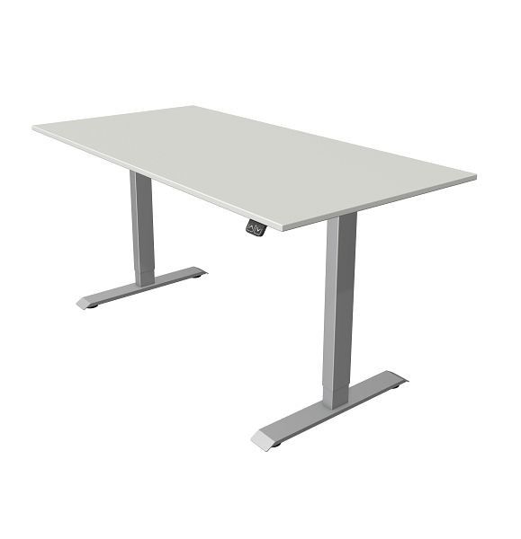 Table compacte Kerkmann L 1600 x P 800 mm, réglable en hauteur électriquement de 740 à 1230 mm, gris clair, 10227111