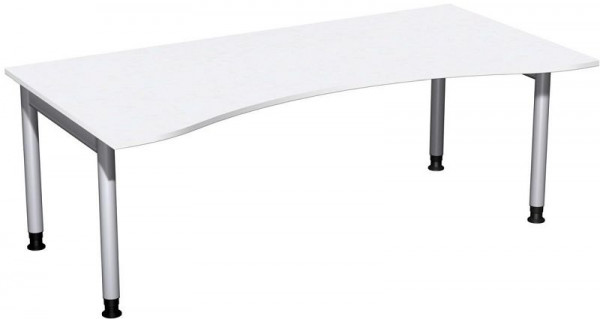 geramöbel Bureau ergonomique, réglable en hauteur, 2000x1000x680-820, blanc/argent, N-657338-WS