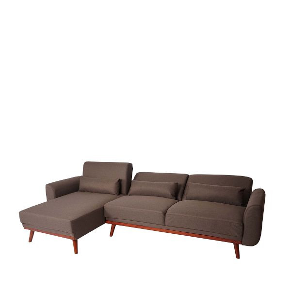 Mendler Sofa HWC-J20, canapé d'angle, en forme de L 3 places couchage fonction couchage tissu/textile, marron, 75480+75481