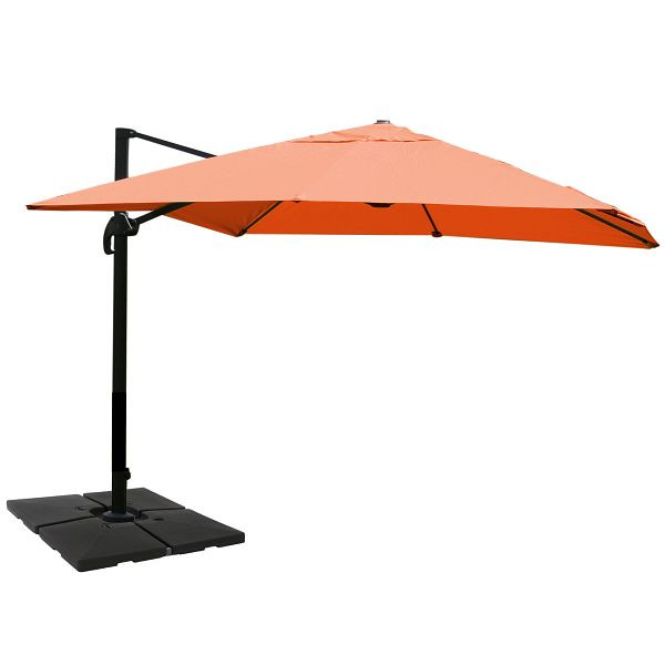 Parasol gastronomique Mendler HWC-A96, 3x4m (Ø5m) polyester aluminium/acier 26kg, terre cuite avec pied, 134324+35661