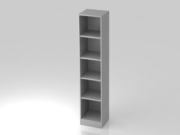 Étagère Hammerbacher étroite 5OH avec panneau de base gris, 40,6x40x200,4 cm (LxPxH), V6040/5