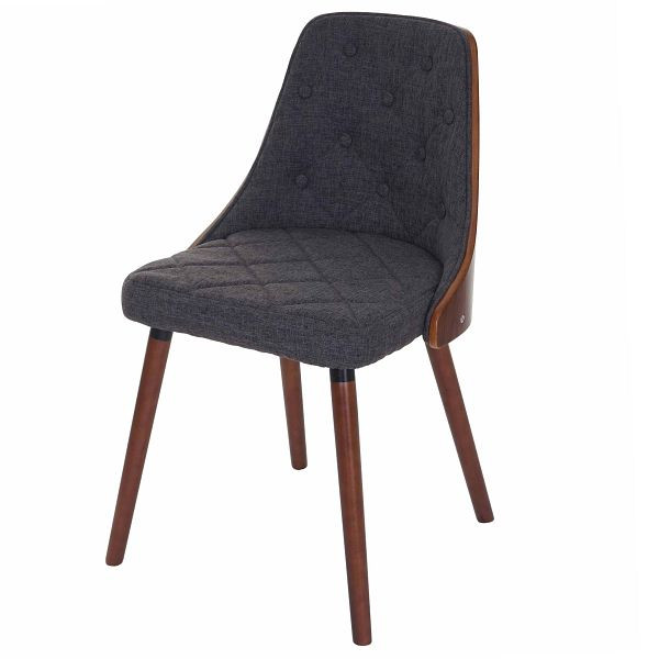 Chaise de salle à manger Mendler HWC-A75, chaise de cuisine visiteur, aspect noyer bois courbé, tissu/textile gris, 74342