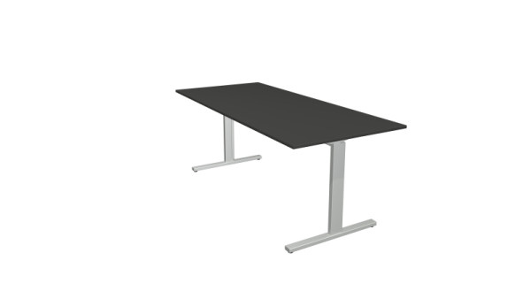 Bureau Kerkmann forme 2 - L 1800 x P 800 x H 700-820 mm avec pied en T en aluminium argent, anthracite, 11020713