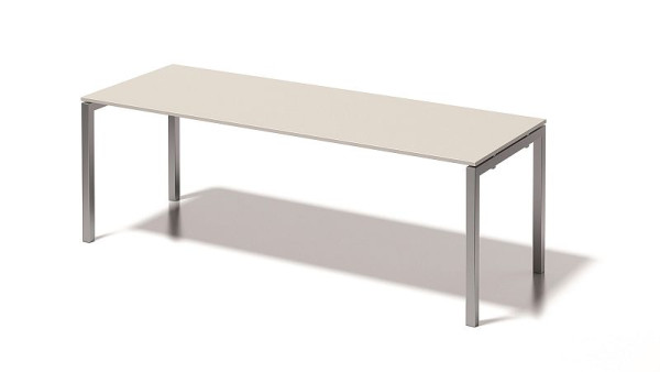 Bureau Bisley Cito, structure en U hauteur fixe 730 mm, H 19 x L 2200 x P 800 mm, gris blanc/argent, DUF2208GW355