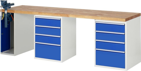 Etabli RAU série 7000 - modèle 7510-9, L2500 x P700 x H890 mm, base système L2500 x P650 x H850 mm, 03-7510A9-257B4M.11