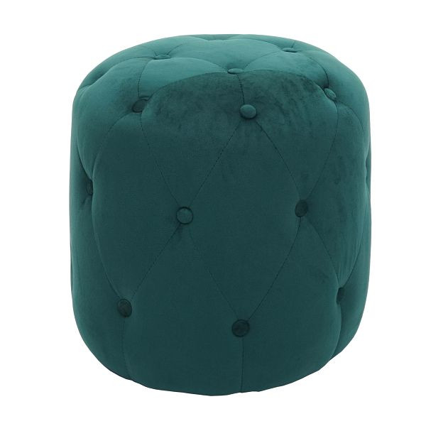 Tabouret Mendler HWC-D22, tabouret pouf, 42x39cm, velours vert foncé, 74580