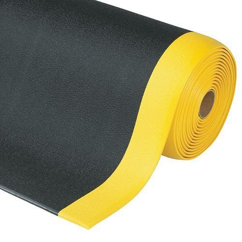 Sol anti-fatigue DENIOS S 9.K, largeur 0,9 m, vendu au mètre, noir/jaune avec picots, 137-053
