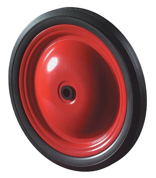 Roue à disque en acier à rouleaux BS, largeur de roue 20 mm, roue Ø 130 mm, capacité de charge 15 kg, bande de roulement en PVC noir, roulement lisse, lot de 4, A70.130