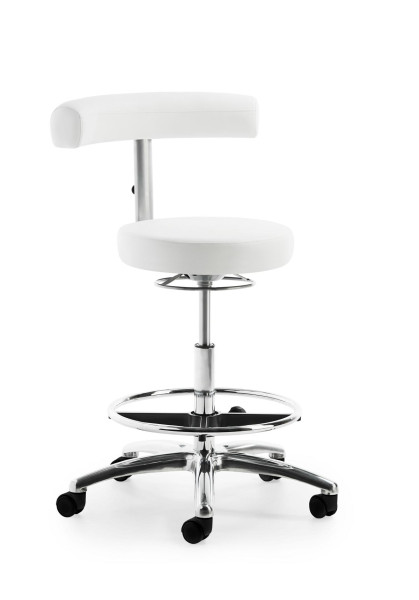 Mayer Sitzmöbel chaise pivotante fonctionnelle avec levage extra haut, cadre noir et base en aluminium poli, blanc polaire, 1281_POL_30582