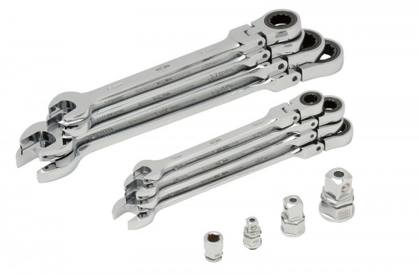 Clé mixte ELORA à cliquet à anneau articulé, 12 pièces, ELORA 204R S8M, 0204500082000