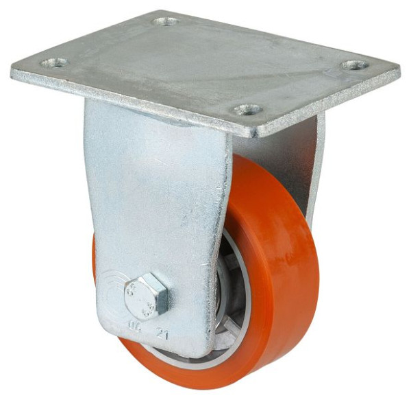 Roues BS Roulette robuste, roulette fixe, largeur 30 mm, Ø100 mm, jusqu'à 200 kg, polyuréthane coulé 95 Shore A, corps de roue en aluminium, roulement à billes, RR110.B90.101