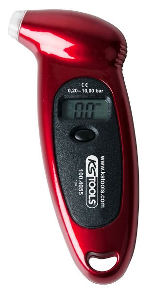 KS Tools Manomètre numérique pour pneus, 0,20 - 10,0 bar, 100.4055
