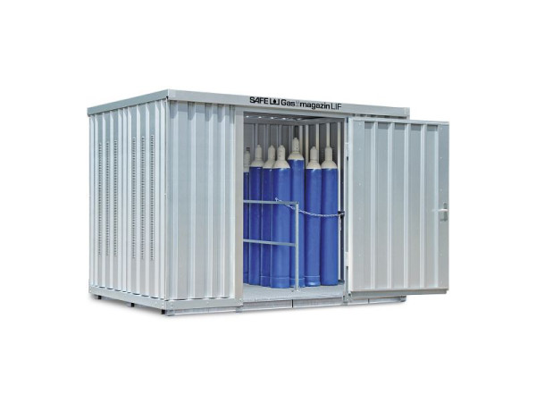 Chargeur à gaz SÄBU SAFE 348 LIF, galvanisé, assemblé, avec plancher grillagé, 3050 x 2170 x 2250 mm