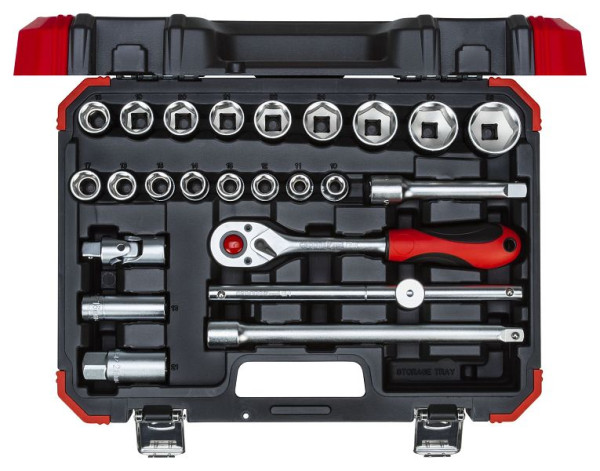 Jeu de clés à douilles rouges GEDORE 1/2 SW10-32mm 24 pièces, 3300055